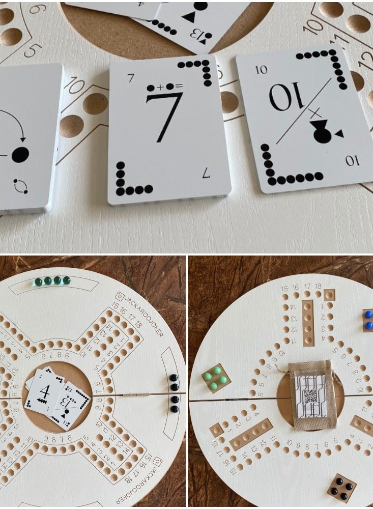 جاكارو جوكر لعبة جاكاروا اللوحية ذات الجانبين لـ 3 و 4 لاعبين مع كرات زجاجية وبطاقات لعب وحقيبة. - Image 2