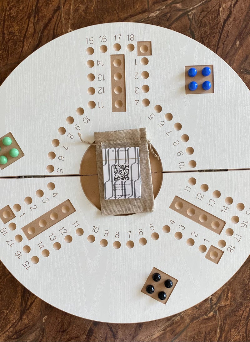 جاكارو جوكر لعبة جاكاروا اللوحية ذات الجانبين لـ 3 و 4 لاعبين مع كرات زجاجية وبطاقات لعب وحقيبة. - Image 3