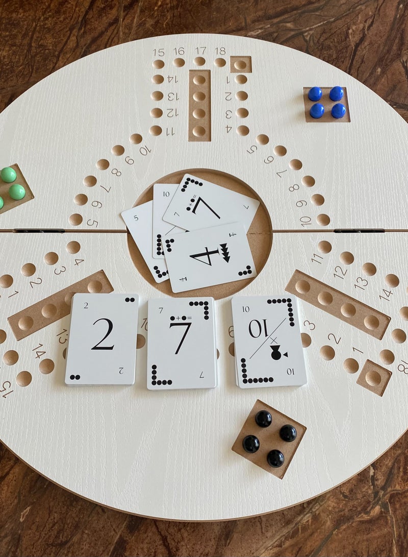 جاكارو جوكر لعبة جاكاروا اللوحية ذات الجانبين لـ 3 و 4 لاعبين مع كرات زجاجية وبطاقات لعب وحقيبة. - Image 4