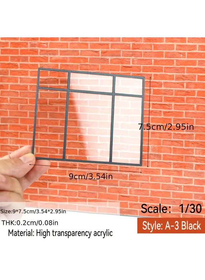 Dollhouse Window Model Black Scale 1 25 Indoor Building Diorama Kit 2Pcs - Image 2