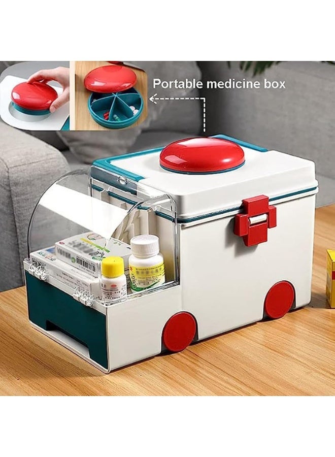 ANTOLE Family First Aid Medical Storage Box – Multi-Layer Medicine Cabinet Organizer with Removable Pill Case & Handle - Image 1
