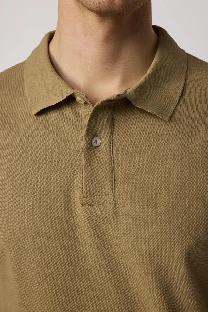 تودورس Men's Slim Fit Narrow Cut Cotton Plain Pique Brown Polo Collar T-Shirt