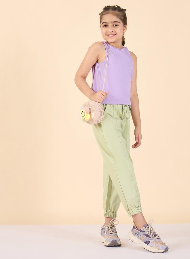 Stylo Bug Girls Green Cotton Cargo Pants - Image 2
