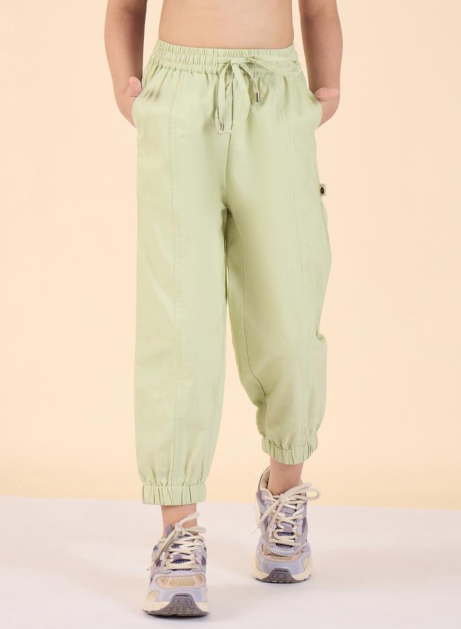 Stylo Bug Girls Green Cotton Cargo Pants - Image 1
