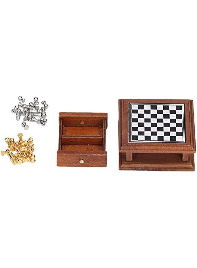 Chess Set Dollhouse Decoration, Miniature Chess Set 1:12 Exquisite Mini Chess Set Mini Household Decoration Home for Chess Playing Dollhouse Decoration - Image 1