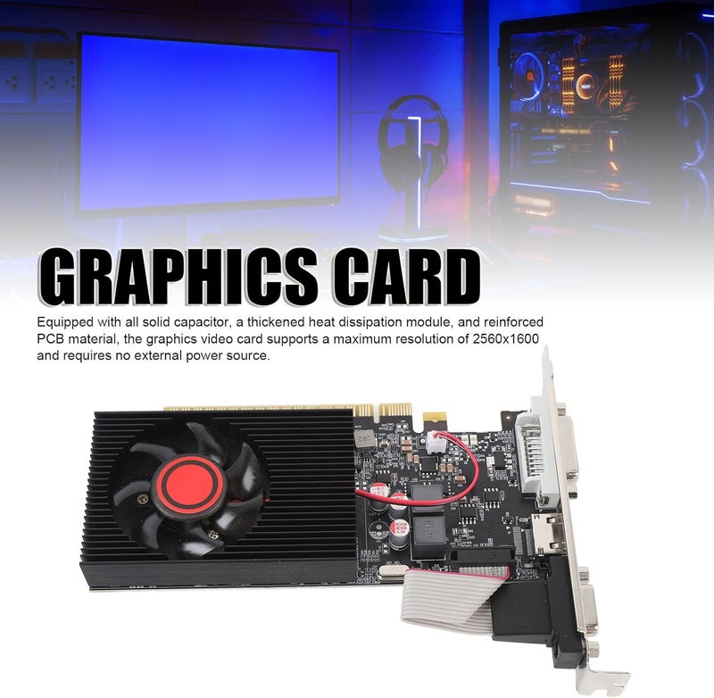 fosa GT610 1GB DDR3 64Bit Gaming Graphics Card Video Card, PCI Express 2.0 16X 500MHz Core 600MHz Memory with Solid Capacitor & Cooling Fan - Image 2