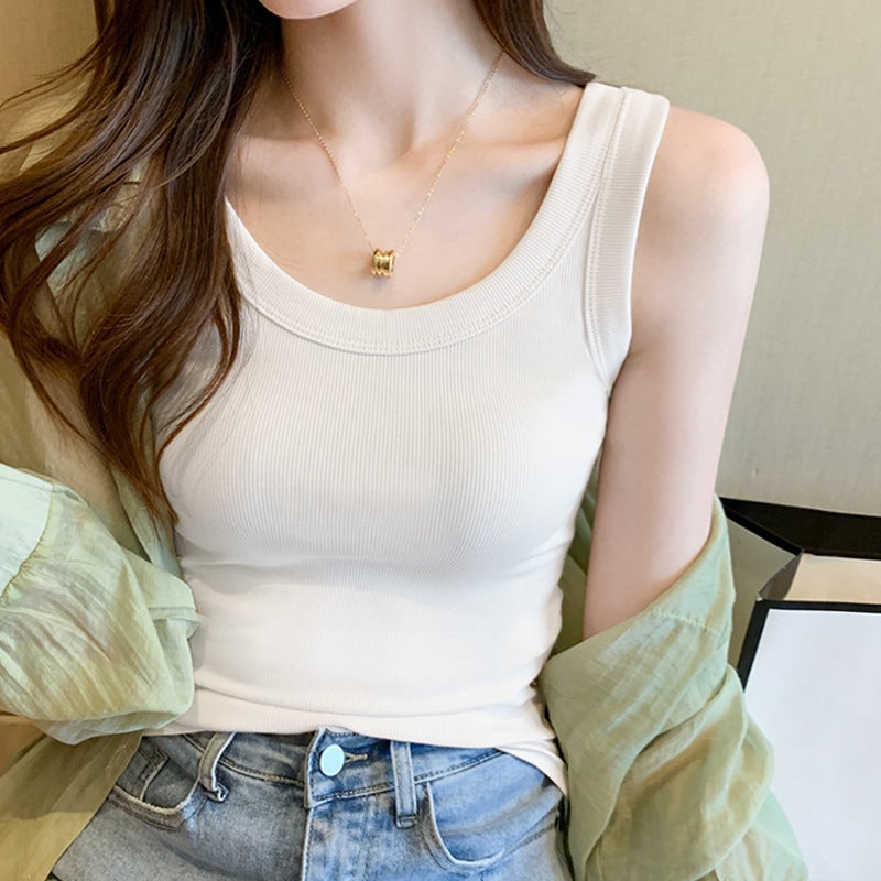 Dopamine Purple Vest Womens Inner Wearing and Outer Wearing Fashionable Ins Slim-fit Korean-style Sleeveless Top with Strap Bottoming T-shirt Womens Fashionable White