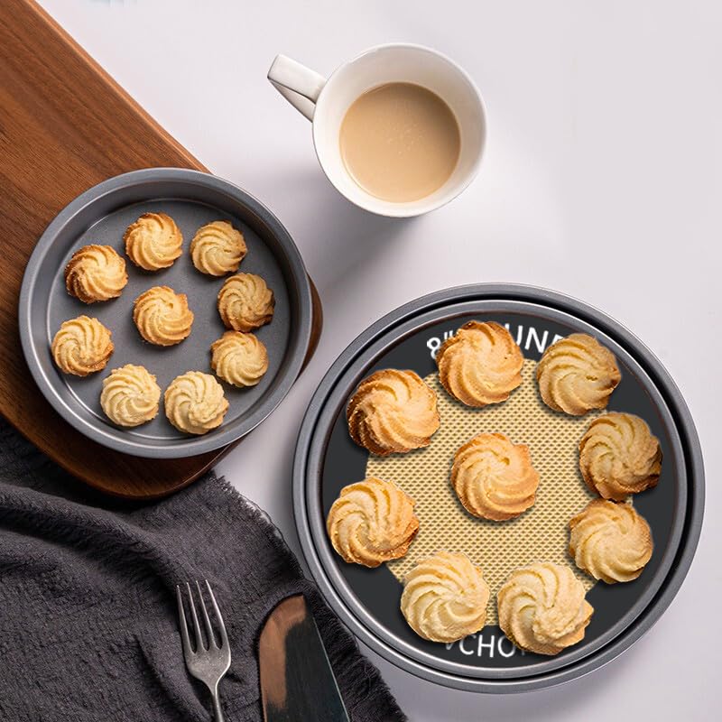 VCHOMY Silicone Baking Mats, Set of 4, Round dia 8 Inch, Non Stick, BPA Free, Baking Sheet Pan Liner for Cake,Pizza,Cookies,Macaron,Bread,Pastry,Toaster (Gray, Round-dia 8 inch) - Image 3