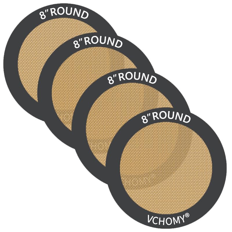 VCHOMY Silicone Baking Mats, Set of 4, Round dia 8 Inch, Non Stick, BPA Free, Baking Sheet Pan Liner for Cake,Pizza,Cookies,Macaron,Bread,Pastry,Toaster (Gray, Round-dia 8 inch) - Image 1