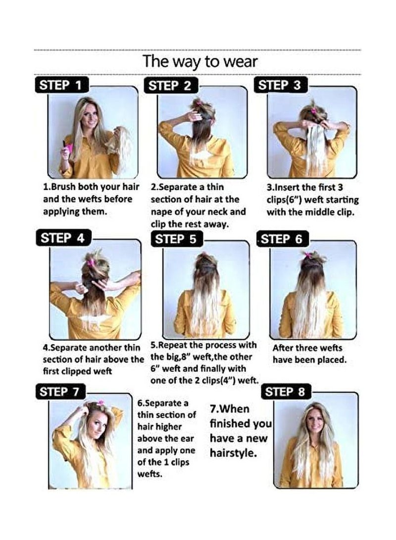 إستيل Estelle 7 قطع 16 مشابك 24 بوصة سميكة مجعد مستقيم كامل الرأس في لحمة مزدوجة وصلات شعر بني متوسط - Image 5