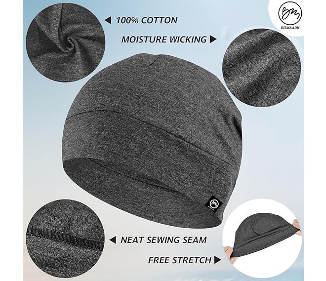 BISMAADH Cooling Cotton Skull Caps for Men Women, Lightweight Beanie Sleep Hats Breathable Helmet Liner - Image 2