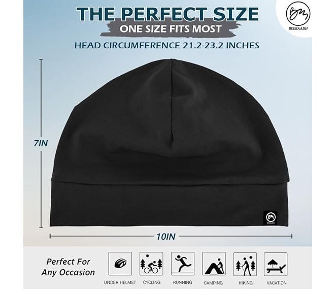 BISMAADH Cooling Cotton Skull Caps for Men Women, Lightweight Beanie Sleep Hats Breathable Helmet Liner - Image 5