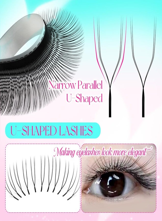 ARISON LASHES U Shaped YY Lashes Cluster Extensions Natural Soft Wispy Volume 2DUU False Eyelashes Matte Black Lashes(U-0.07D-15mm) - Image 5