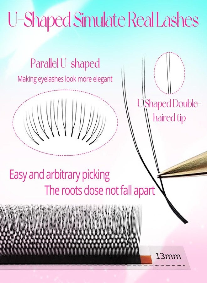 ARISON LASHES U Shaped YY Lashes Cluster Extensions Natural Soft Wispy Volume 2DUU False Eyelashes Matte Black Lashes(U-0.07D-15mm) - Image 2