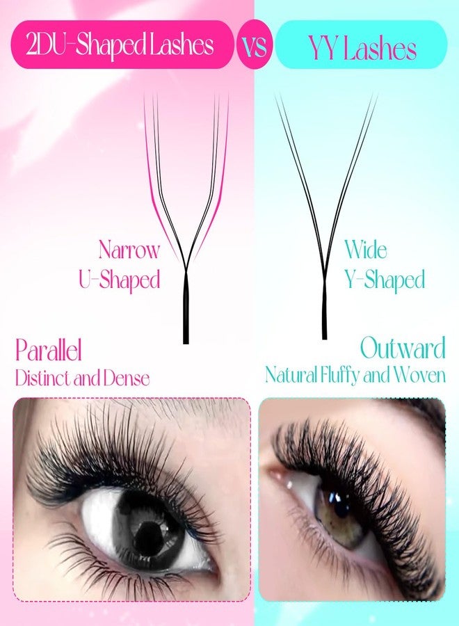 ARISON LASHES U Shaped YY Lashes Cluster Extensions Natural Soft Wispy Volume 2DUU False Eyelashes Matte Black Lashes(U-0.07D-15mm) - Image 4