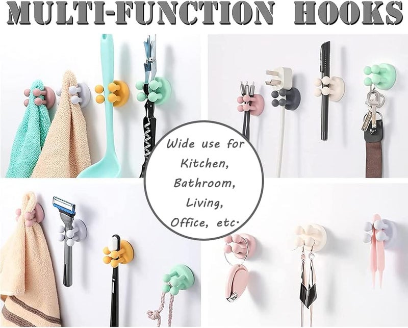 SHOPONIL 4 Pcs Silicone Toothbrush Holder Razor Holder MultiFunction Hook Waterproof Self Adhesive Toothbrush Hook Plug Holder for Wall for Hanging Bathroom Kitchen Living Room Office - Image 5