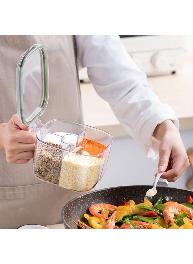 general Brand Clear Box, 4-Compartment Sealed Container Set with Lid, Cover & Serving Spoons, Plastic Kitchen Condiment Jars to Store Salt, Pepper, Powder - Image 4