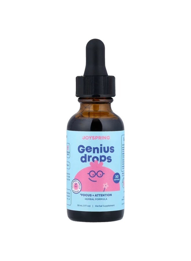 JoySpring, Genius Drops, Focus + Attention, Smartberry Vanilla, 1 fl oz (30 ml) - Image 2
