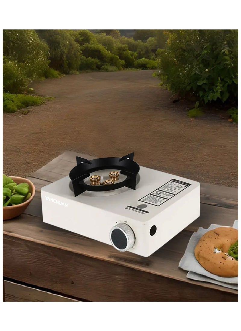 ELTRAZONE Portable Windproof Camping Gas Stove – Extra High Output Single Burner Butane Stove with Electronic Ignition & Sturdy Carrying Case – Ideal for Outdoor Cooking, BBQ, Hiking, Fishing & Picnic – Compact White Design - Image 5