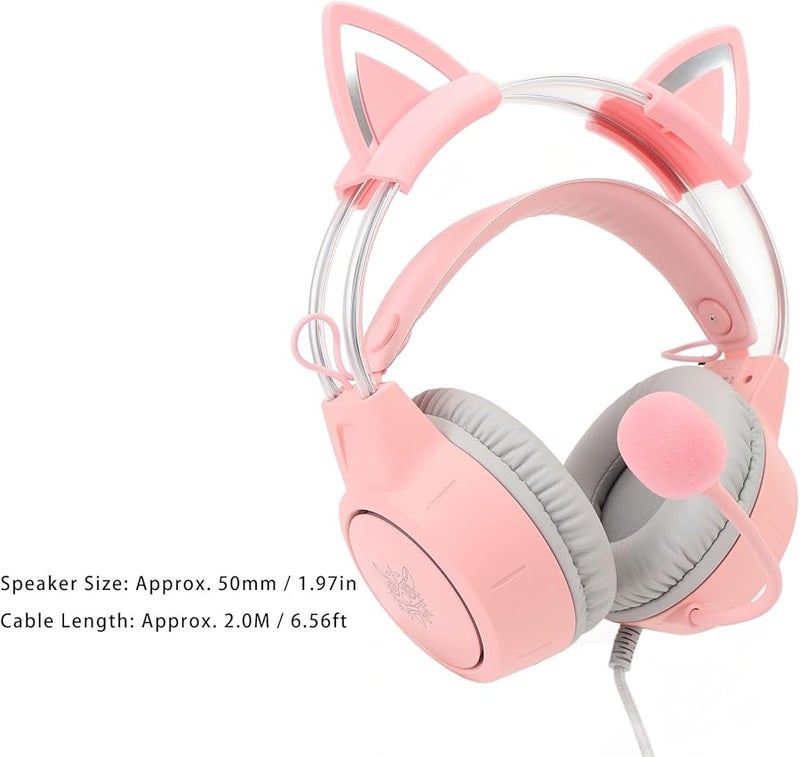 Eujgoov X15pro سماعة أذن قط للألعاب مع ميكروفون وأضواء RGB قوس قزح وإلغاء الضوضاء - Image 4