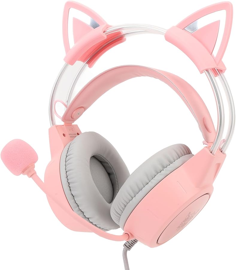 Eujgoov X15pro سماعة أذن قط للألعاب مع ميكروفون وأضواء RGB قوس قزح وإلغاء الضوضاء - Image 3