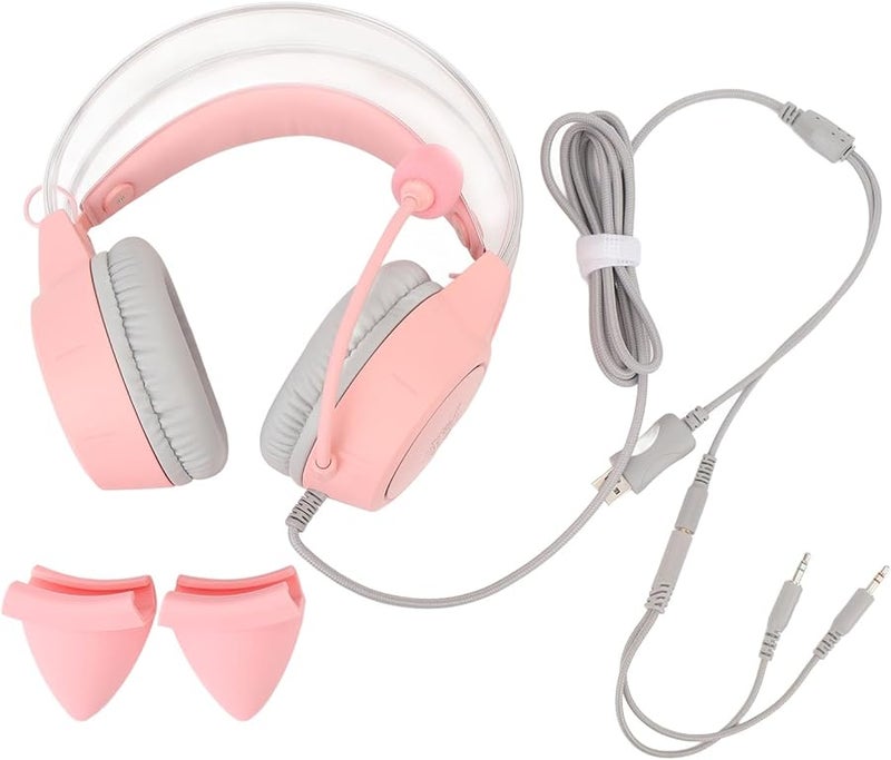 Eujgoov X15pro سماعة أذن قط للألعاب مع ميكروفون وأضواء RGB قوس قزح وإلغاء الضوضاء - Image 1