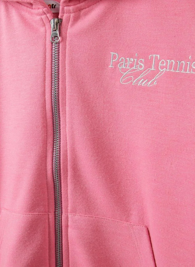 MINOTI Girls Zip-Up Hoodie with Front Pockets and Hood