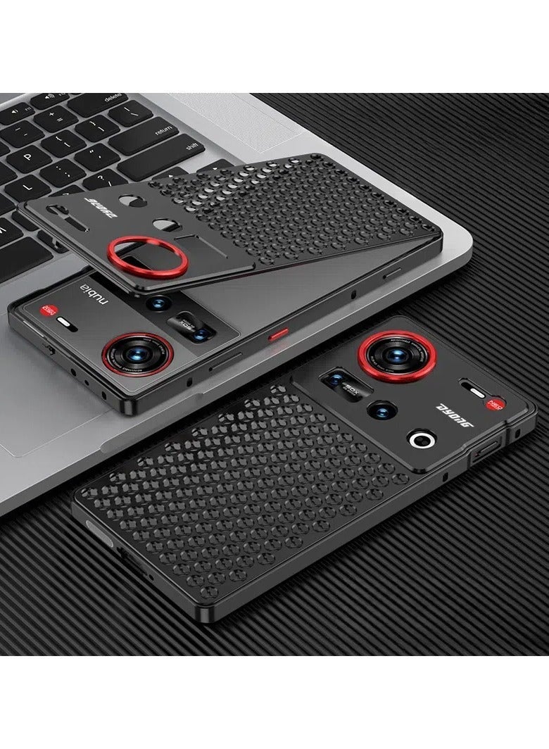 general Compatible with ZTE Nubia Z70 Ultra Case luxury honeycomb hole heat dissipation aluminum alloy metal frame heat dissipation cover anti-shock back cover - Image 1