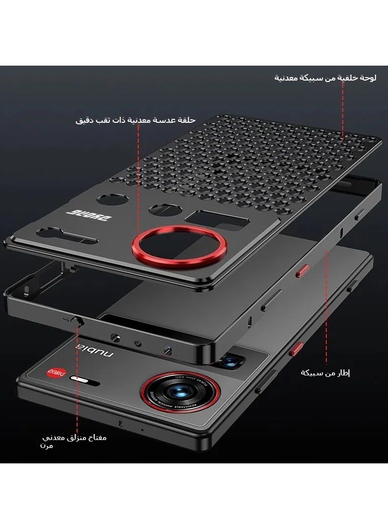 general Compatible with ZTE Nubia Z70 Ultra Case luxury honeycomb hole heat dissipation aluminum alloy metal frame heat dissipation cover anti-shock back cover - Image 2