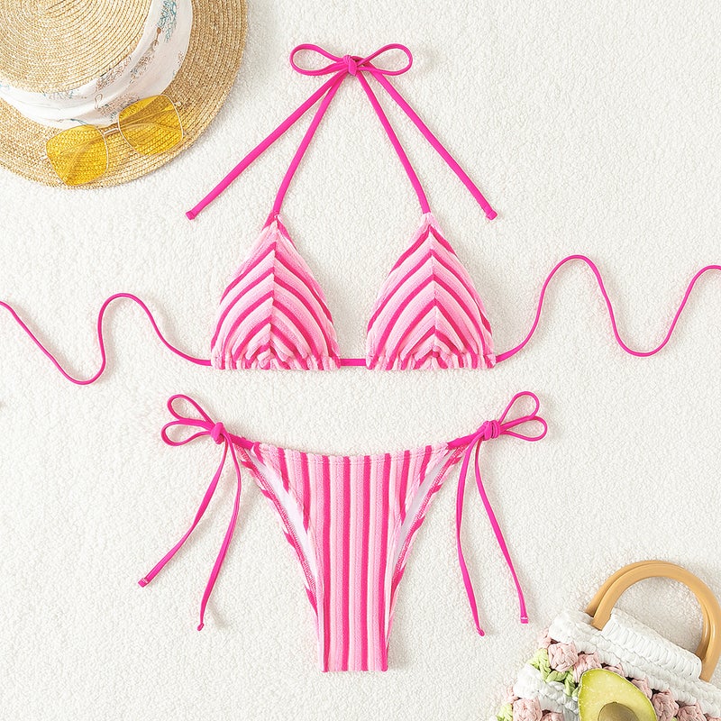 Generic Swimming River new towel cloth hanging neck lace bikini swimsuit summer beach holiday women Europe and the United States manufacturers wholesale rose red 