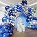 YMSZ Blue Balloon Arch Kit 102pcs Navy Blue Silver Blue Metallic Blue Difference Sizes Latex Balloons with 16ft Tape Strip Dot Glue for Baby Shower Birthday Graduation Decoration - Image 2