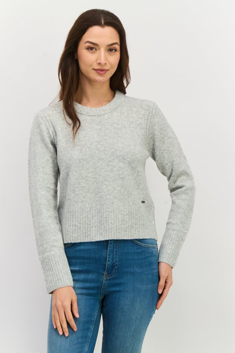 Pepe Jeans سويت شيرت نسائي بأكمام طويلة وياقة دائرية، رمادي فاتح - Image 1