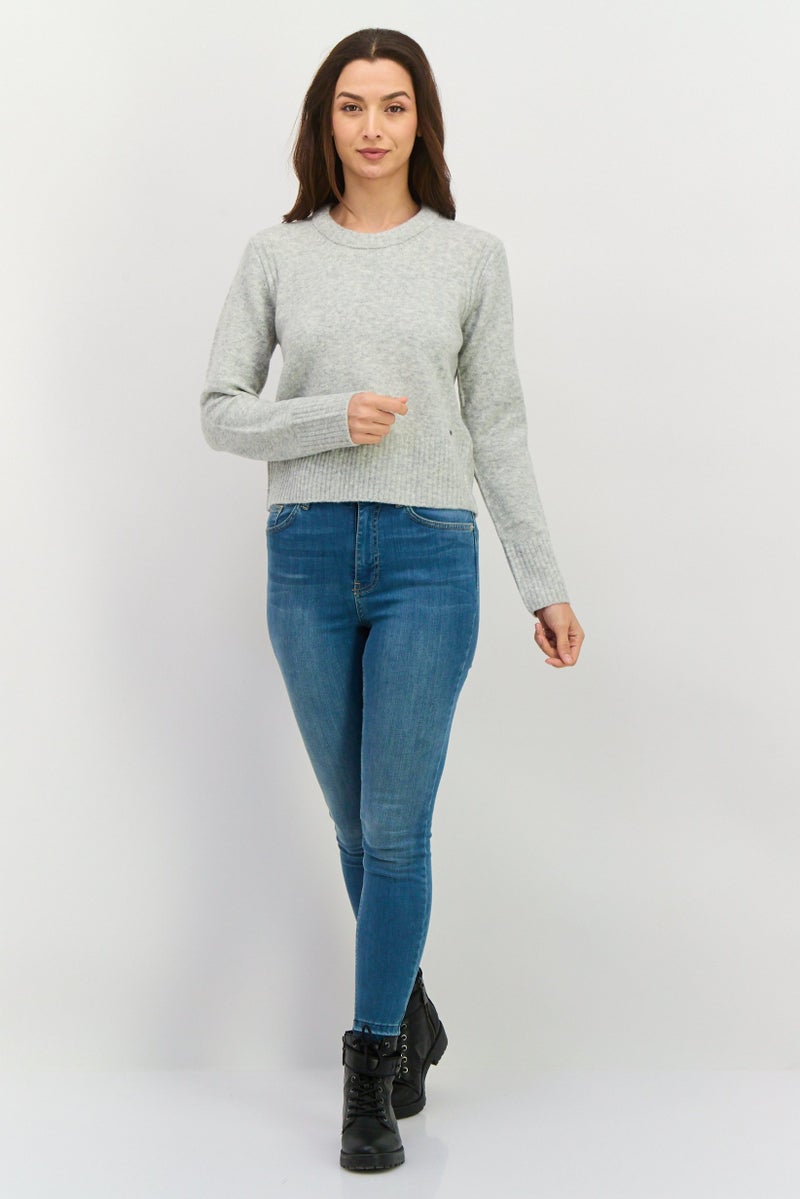 Pepe Jeans سويت شيرت نسائي بأكمام طويلة وياقة دائرية، رمادي فاتح - Image 2