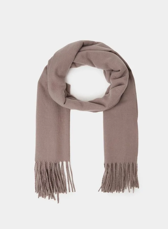 Styli Brown Solid Fringed Classic Scarf