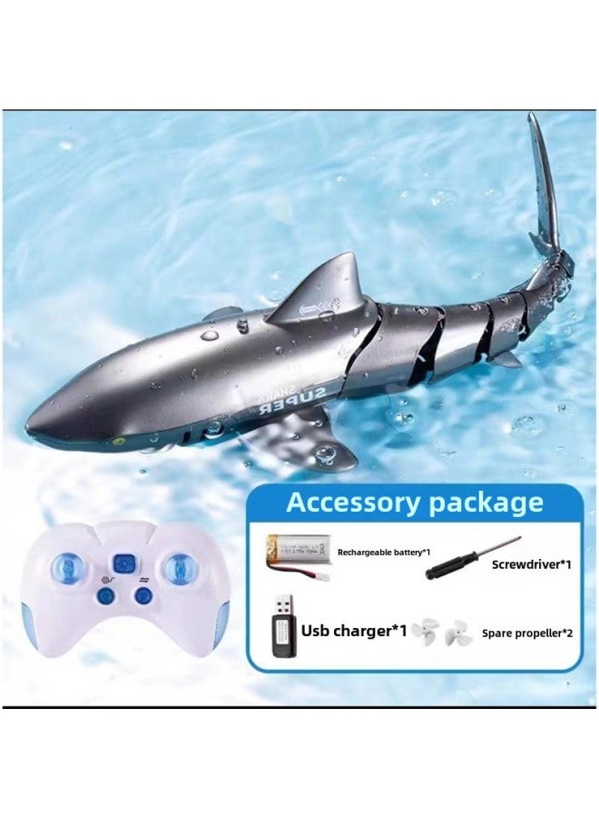 لعبة الحوت الكهربائية الحقيقية للسباحة دولفين للتحكم عن بعد، قارب التحكم عن بعد، هدية عيد ميلاد للأولاد والبنات - اللون: قرش أسود رائع - مقاوم للماء بالكامل وقوي للغاية + أرجوحة لليسار واليمين + مواصفات الإضاءة: معيار رسمي - Image 1