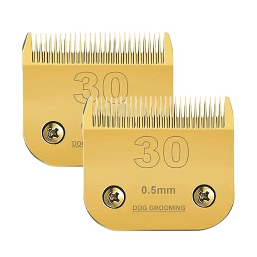 Sodaer 2 Packs #30 Clipper Blade Dog Grooming Compatible with Andis Clippers Detachable Ceramic Sharp Also Compatible with Wahl/Oster Dog Clippers1/50 0.5mm Cut Length (Gold) - Image 1