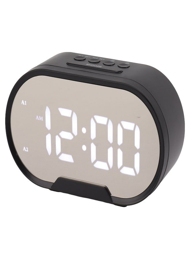 Digital Alarm Clock USB LED Display White Light Mirror Electronic Desktop Clock for Bedroom Living Room Office Black Case - Image 4