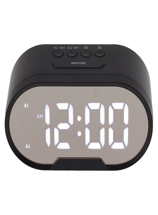 Digital Alarm Clock USB LED Display White Light Mirror Electronic Desktop Clock for Bedroom Living Room Office Black Case - Image 3