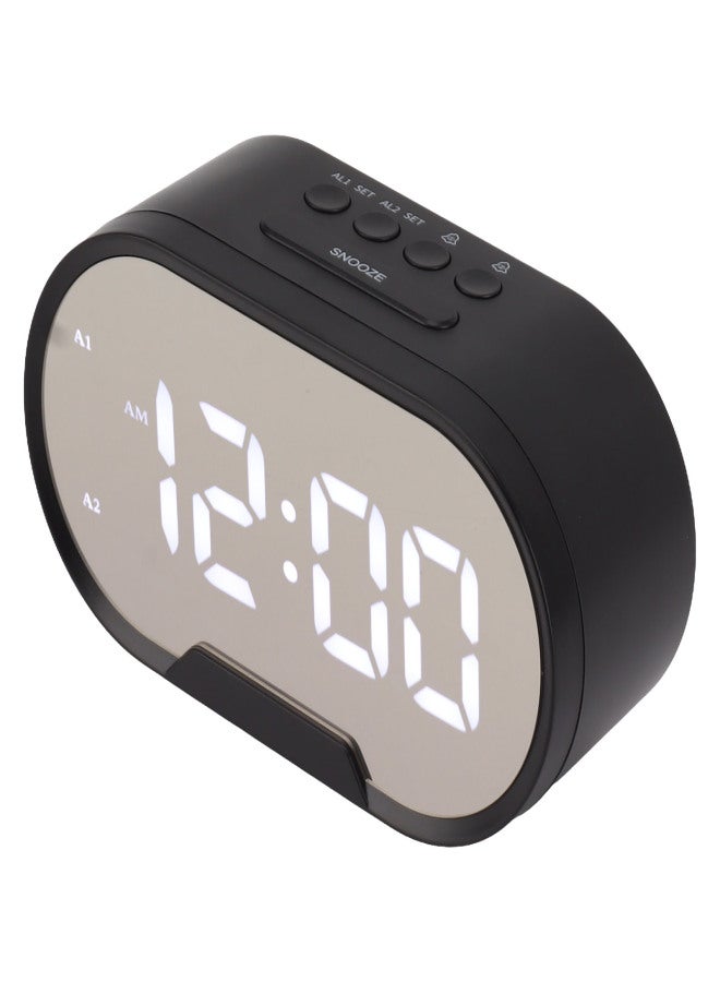 Digital Alarm Clock USB LED Display White Light Mirror Electronic Desktop Clock for Bedroom Living Room Office Black Case - Image 5
