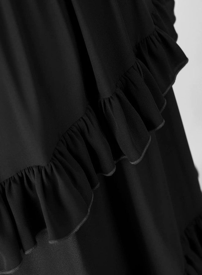 تنورة نسائية من ييرانيجيو بتصميم قوطي مستوحى من العصور الوسطى وعصر النهضة، قصيرة من الأمام وطويلة من الخلف، بتصميم فيكتوري مكشكش (مقاس M، 2022061BK)، 2022061bk، مقاس M - Image 2