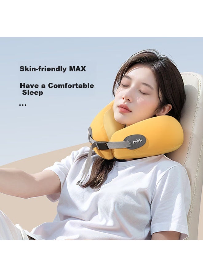 ETRAVEL Etravel U-shaped Travel Pillow Nap Pillow Neck Pillow Airplane High-speed Rail Car Portable Sleeping Pillow Business Travel Artifact Yellow  - Image 3