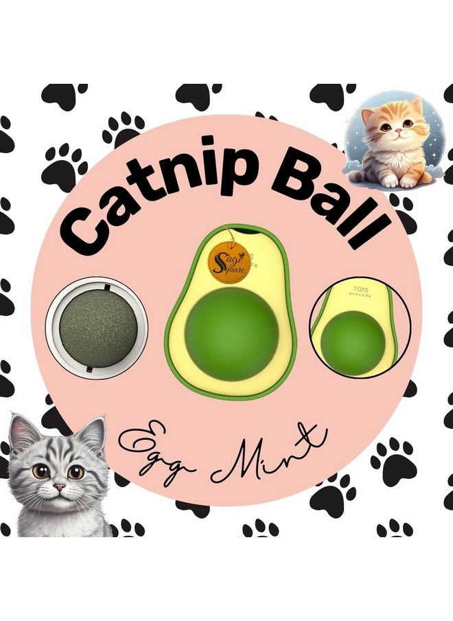 Sage Square Catnip Minty Avacado Ball Toy For Cats, Avacado Shape Catnip Toy, Funny Kitten Toy, Interactive Cat Toy For Indoor, Cat Mint Licking Ball (Avacado Shape)  - Image 4