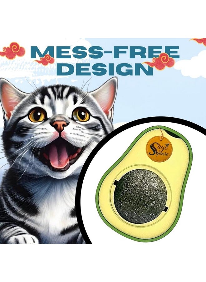 Sage Square Catnip Minty Avacado Ball Toy For Cats, Avacado Shape Catnip Toy, Funny Kitten Toy, Interactive Cat Toy For Indoor, Cat Mint Licking Ball (Avacado Shape)  - Image 5