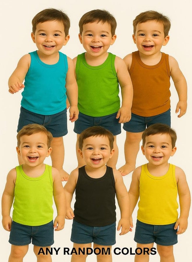 Cortica® Colorful Solid Vest Dark Baniyan Cotton Inner wear for Baby Boys,Baby Girls,Boy's,Girl's,Kids & Infant Sleeveless Undershirts Sando ganji Soft Comfortable Multicolor Pack of 1 - Image 4