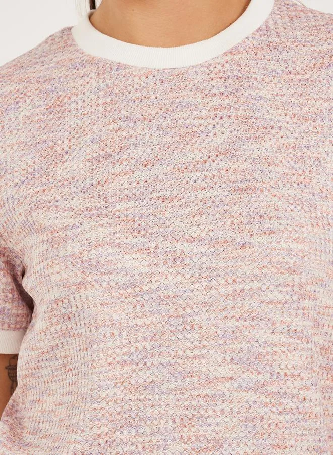 Styli Tweed Look Short Sleeve Regular Fit T-Shirt