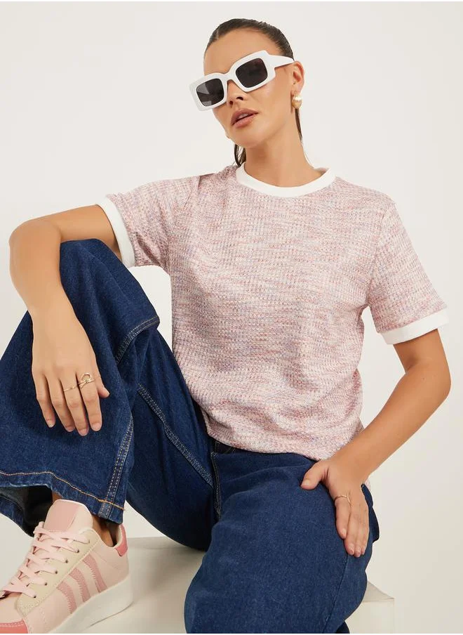 ستايلي Tweed Look Short Sleeve Regular Fit T-Shirt