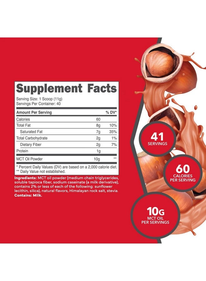 Ketologic MCT Oil Powder Hazelnut Cream (1 LB) - Keto Coffee Creamer & Energy Support - 41 Servings of Medium Chain Triglycerides for Focus & Fuel - Image 2