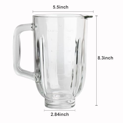 Anbige Replacement Parts 5-Cup Glass Jar with Lid,Compatible with Black&Decker Blender BL1110BG / BL1210RG/ BL1820SGM/ BL2020/ BL2010BG - Image 3