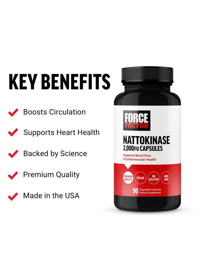 FORCE FACTOR Nattokinase 2000 FU, Nattokinase Supplement for Heart Health and Blood Pressure Health, Blood Circulation Pills, Non-GMO, Vegan, No Gelatin, 90 Vegetable Capsules - Image 2