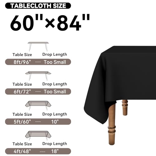 Romanstile Rectangle Tablecloth - Waterproof and Wrinkle Resistant Washable Polyester Table Cloth for Kitchen Dining/Party/Wedding Indoor and Outdoor Use (60 x 84 inch,Black) - Image 4